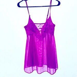 Victoria Secret S burgundy V-neck sheer NWT